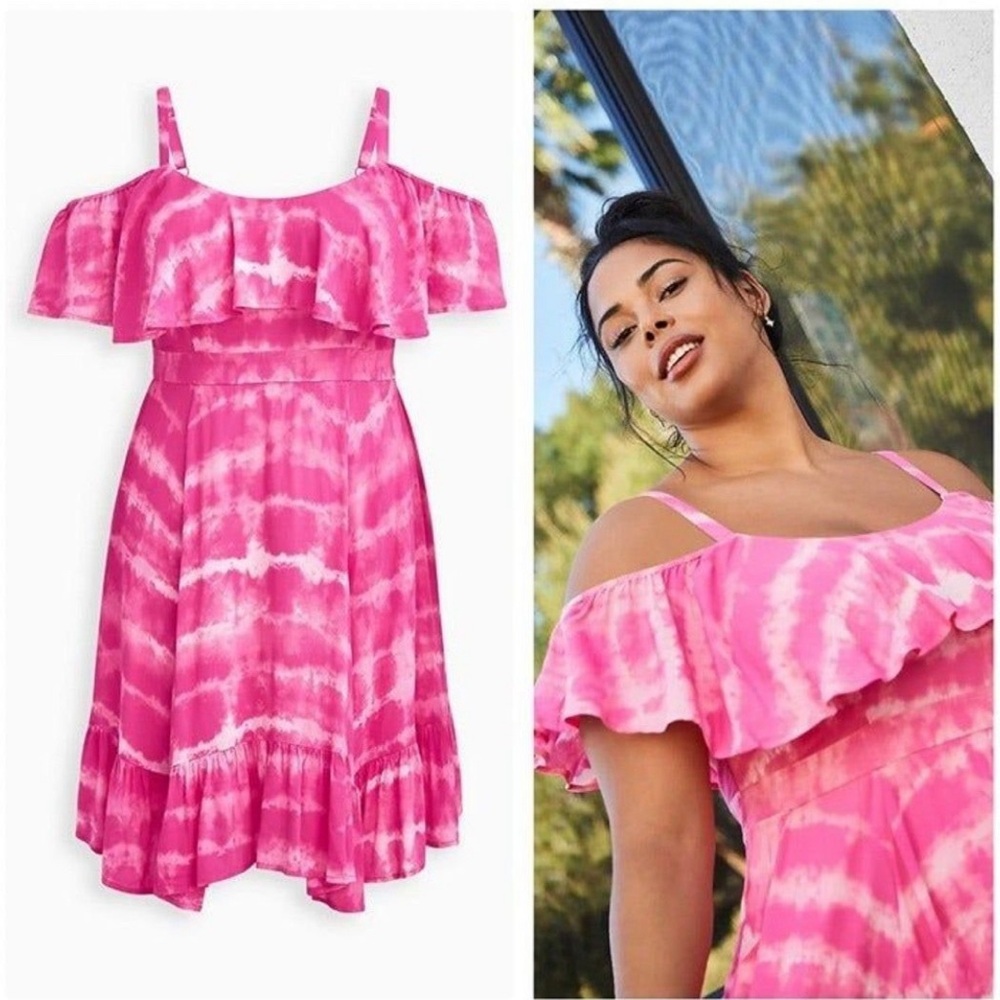 Size 1 Torrid Tie Dye Cold Shoulder Dress